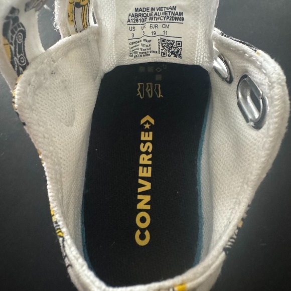 Converse All Star Infant Sneakers Construction Print Double Strap Size 3 - Picture 7 of 11